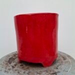 Handcrafted Face Ceramic Vase / Planter RED – 13.5 ×13-11 cm - Image 3