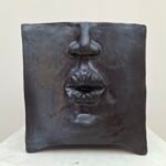 Handcrafted Face Ceramic Vase / Planter BLACK – H 19 × 18.5 cm