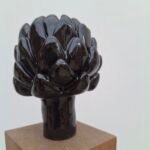 Handcrafted Ceramic Candlestick "Artichoke" BLACK –17 cm