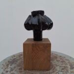 Handcrafted Ceramic Candlestick "Flower" BLACK – 15 cm - Image 3