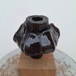 Handcrafted Ceramic Candlestick "Flower" BLACK – 15 cm - Image 6