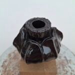 Handcrafted Ceramic Candlestick "Flower" BLACK – 15 cm