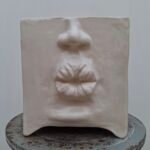 Handcrafted Face Ceramic Vase WHITE – 16.5 × 15.5 cm
